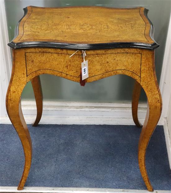 A French sycamore (?) work table W.60cm